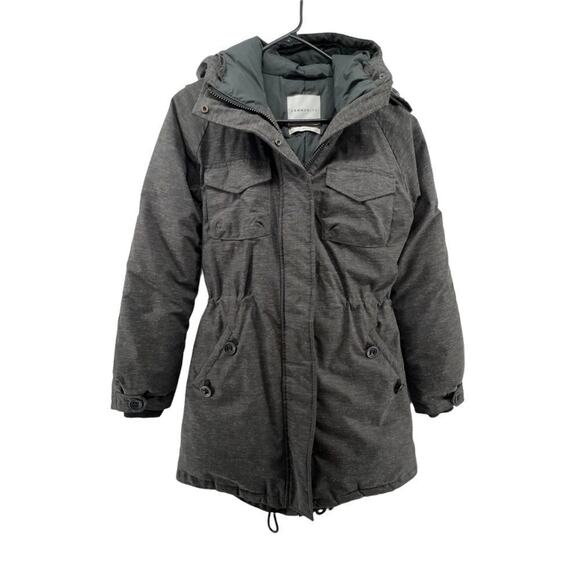 Community Anorak Jacket Size XS Puffer Down Filled Gray Hooded Cinched Waist - Picture 1 of 5